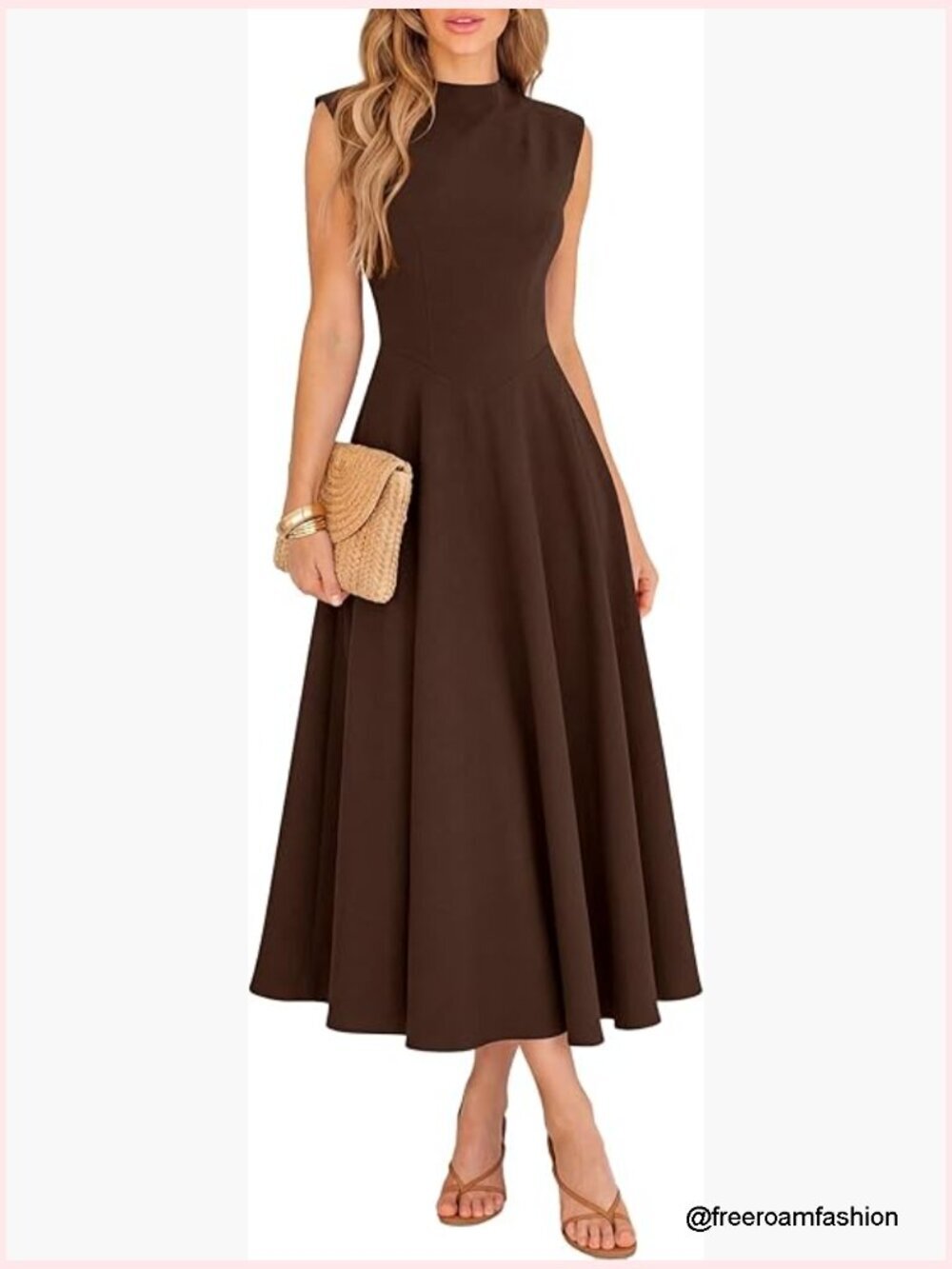 Mock Neck Sleeveless High Waist Flowy A-Line Maxi Formal Dress